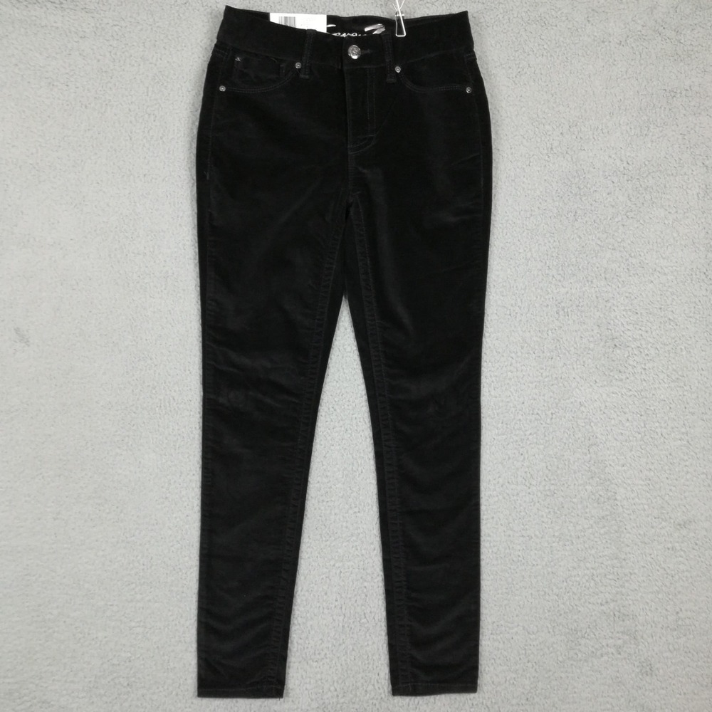 Seven7 Womens Pants Tummyless High Rise Skinny Black Velvet Slimming 4 New‎